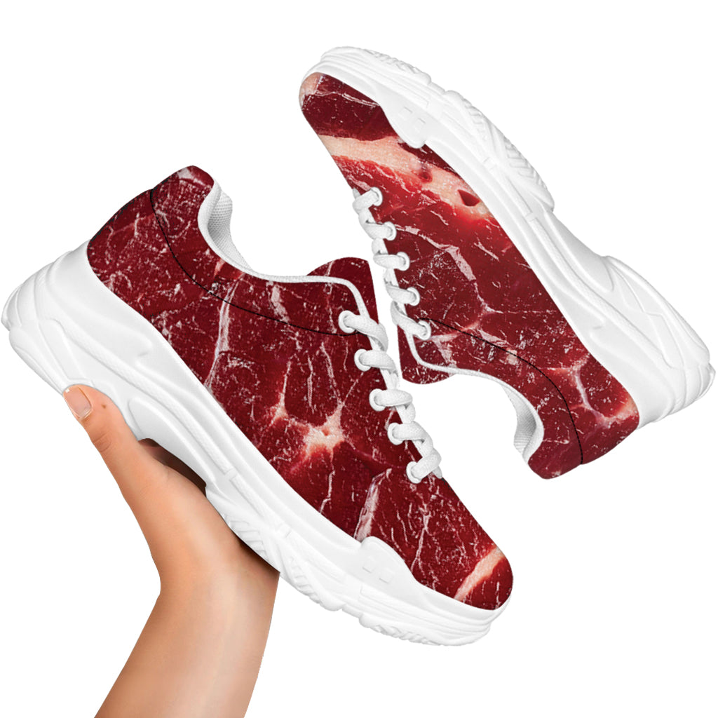 Red Meat Print White Chunky Shoes