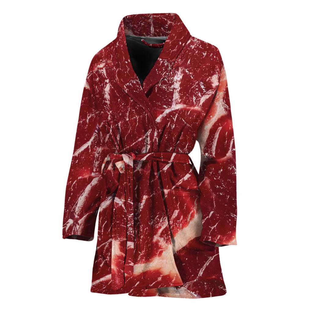 Red Meat Print Women's Bathrobe