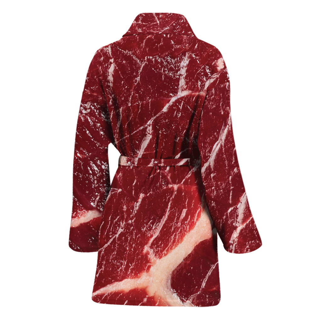 Red Meat Print Women's Bathrobe