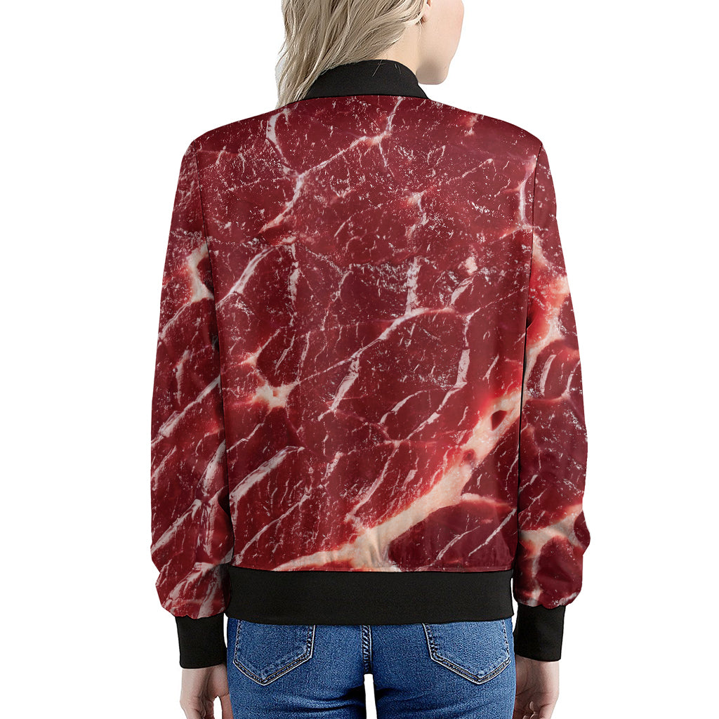Red Meat Print Women's Bomber Jacket
