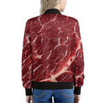 Red Meat Print Women's Bomber Jacket