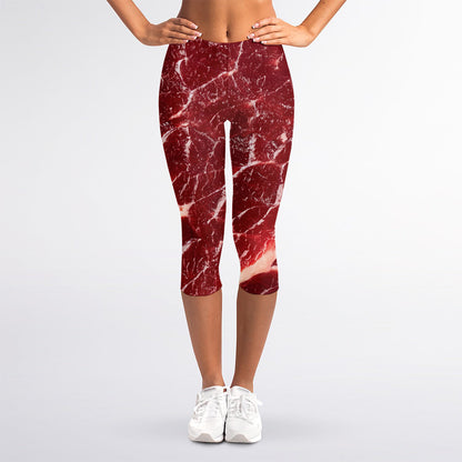 Red Meat Print Women's Capri Leggings