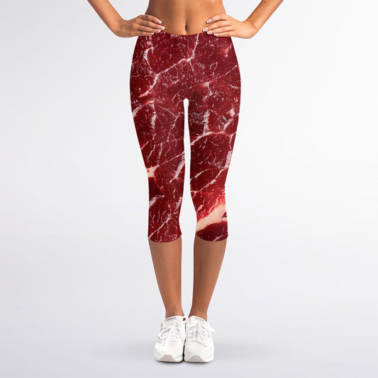 Red Meat Print Women's Capri Leggings