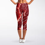 Red Meat Print Women's Capri Leggings