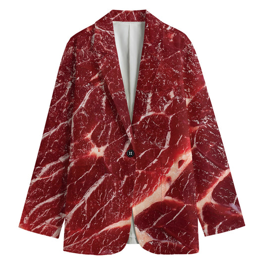 Red Meat Print Women's Cotton Blazer