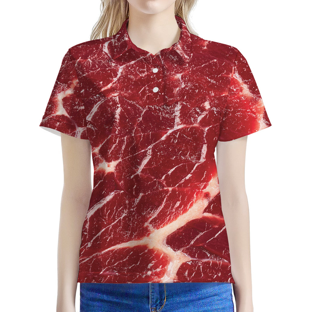 Red Meat Print Women's Polo Shirt