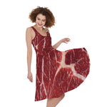 Red Meat Print Women's Sleeveless Dress
