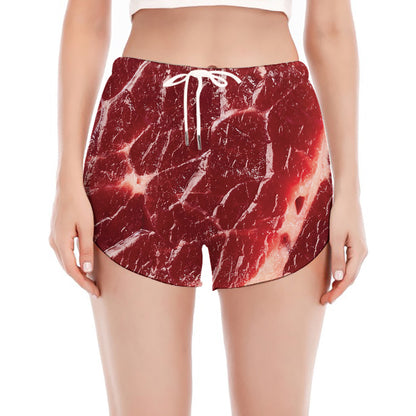 Red Meat Print Women's Split Running Shorts