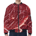 Red Meat Print Zip Sleeve Bomber Jacket