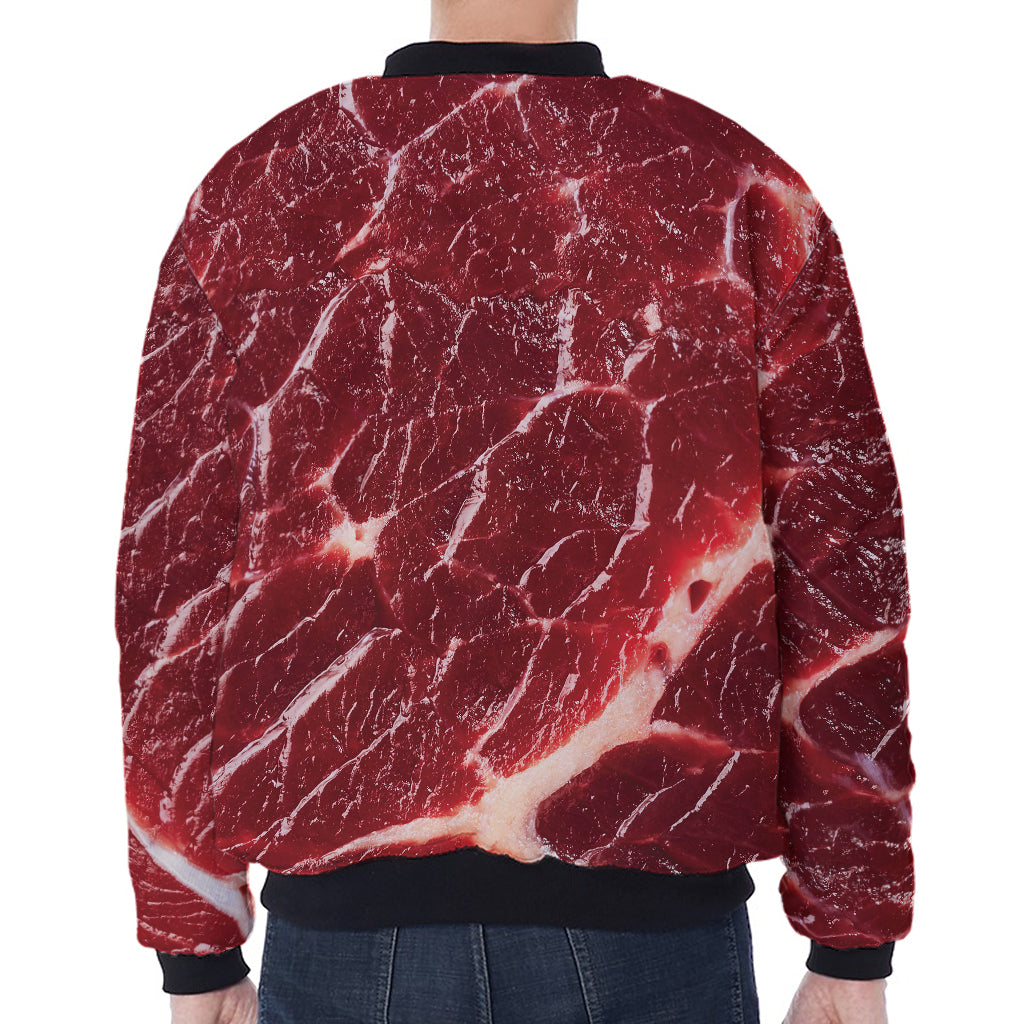 Red Meat Print Zip Sleeve Bomber Jacket