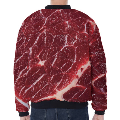 Red Meat Print Zip Sleeve Bomber Jacket