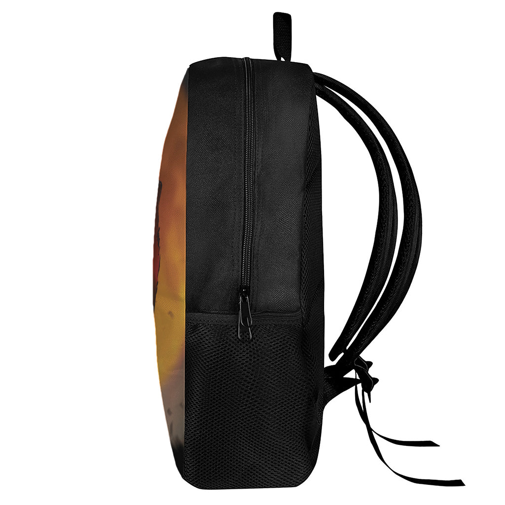 Red Moon Howling Wolf Print 17 Inch Backpack