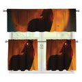 Red Moon Howling Wolf Print 3 Piece Kitchen Curtains