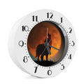 Red Moon Howling Wolf Print Alarm Clock