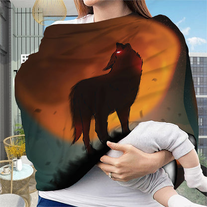 Red Moon Howling Wolf Print Baby Seat Cover