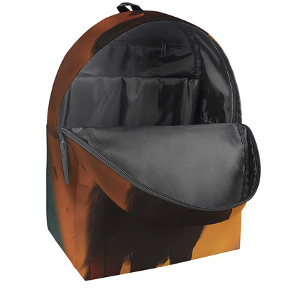 Red Moon Howling Wolf Print Backpack