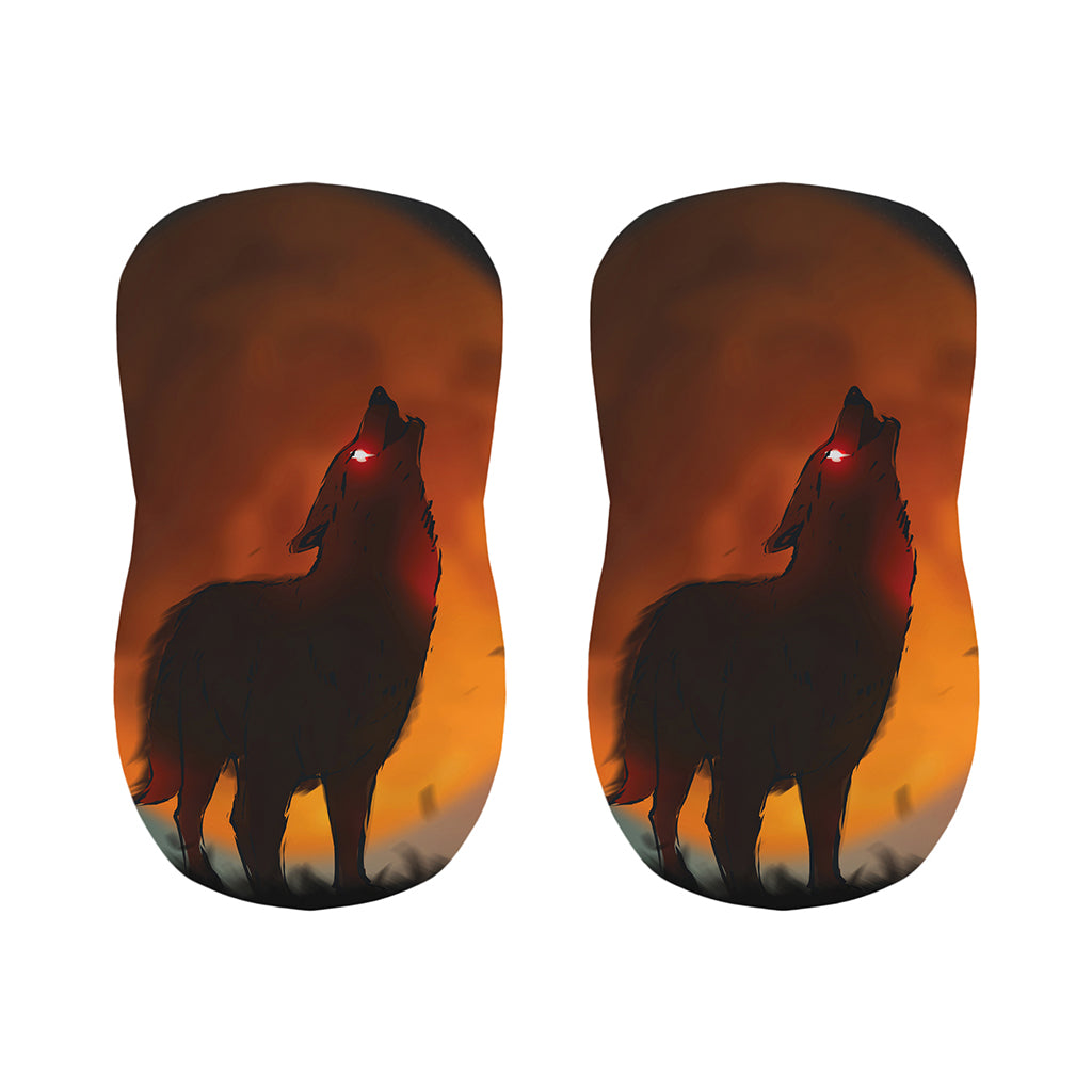 Red Moon Howling Wolf Print Bar Stool Covers
