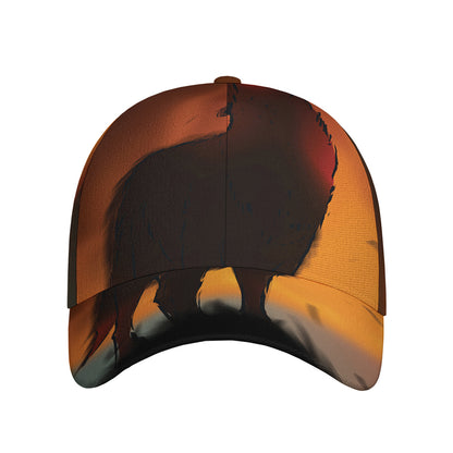 Red Moon Howling Wolf Print Baseball Cap
