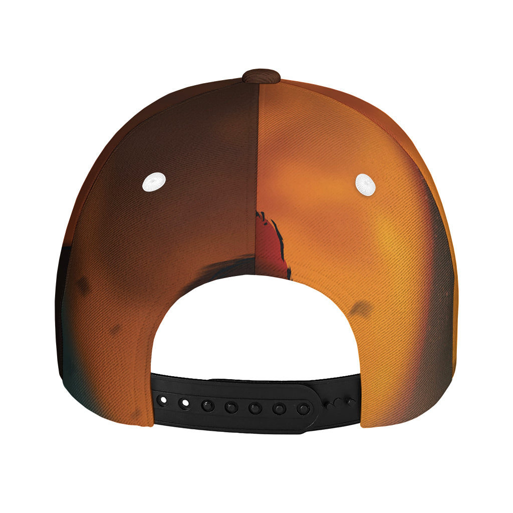 Red Moon Howling Wolf Print Baseball Cap