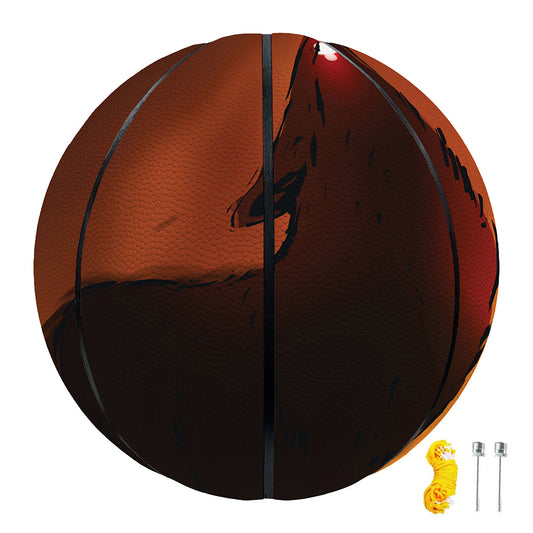 Red Moon Howling Wolf Print Basketball