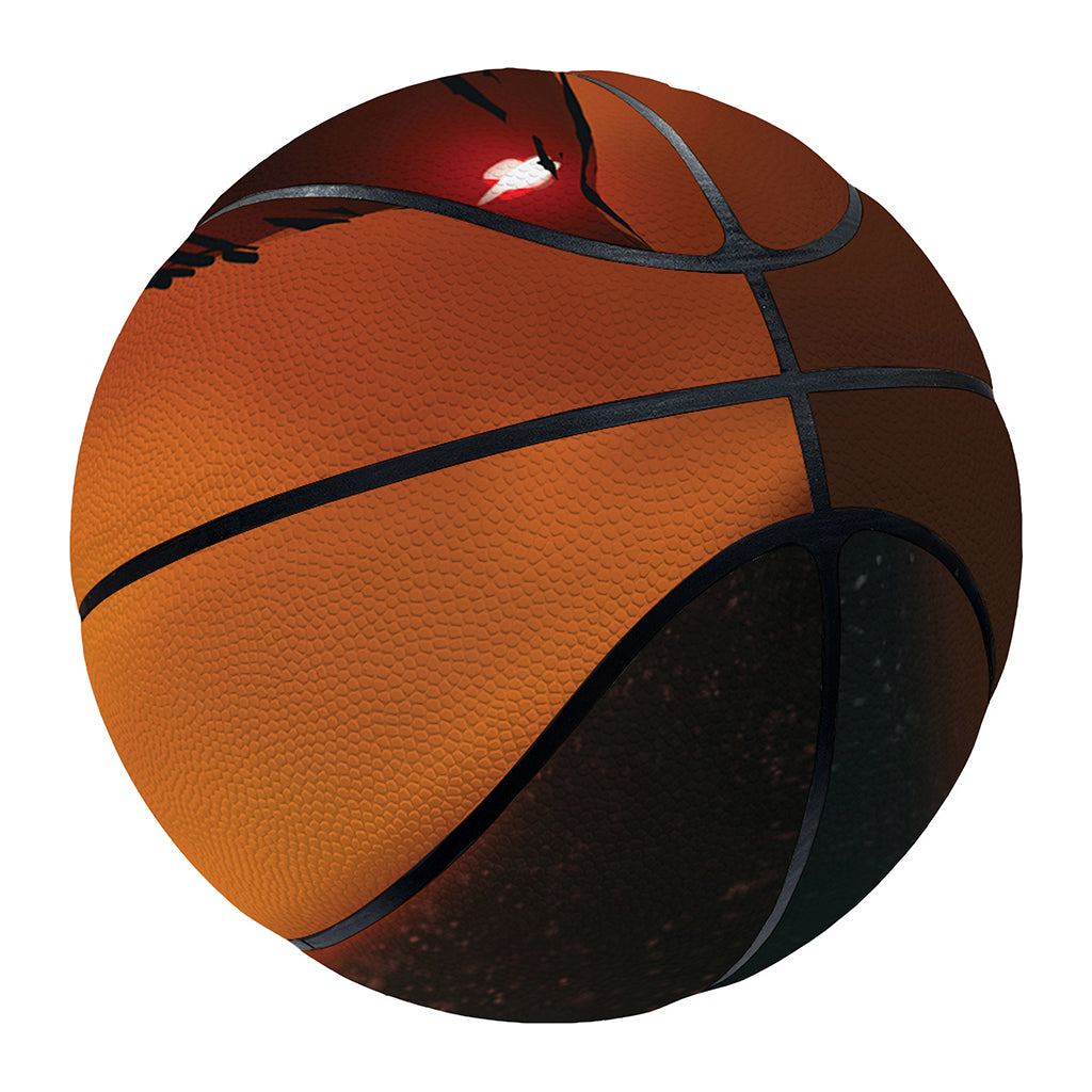Red Moon Howling Wolf Print Basketball