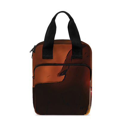 Red Moon Howling Wolf Print Bible Tote Bag