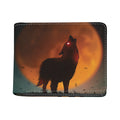 Red Moon Howling Wolf Print Bifold Wallet