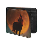 Red Moon Howling Wolf Print Bifold Wallet