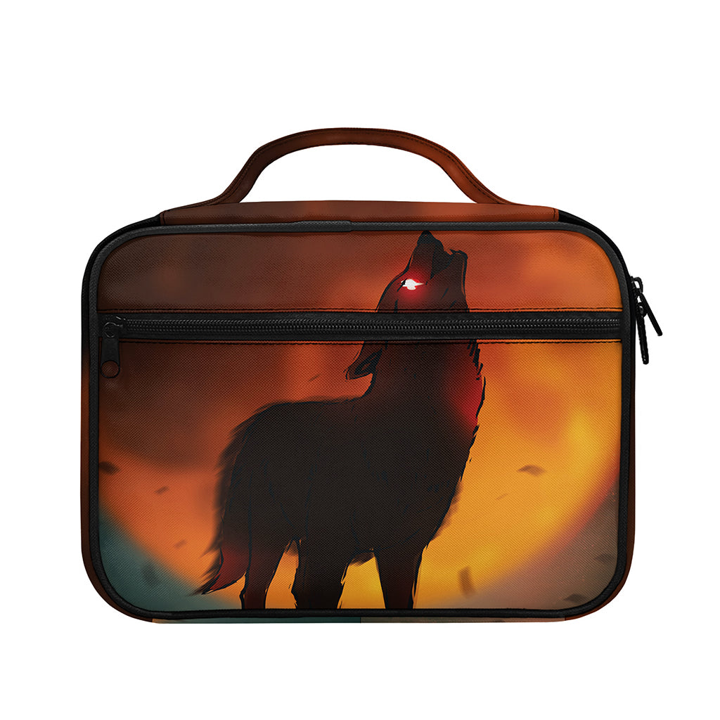 Red Moon Howling Wolf Print Briefcase Bible Bag