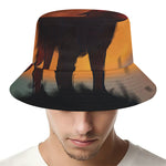 Red Moon Howling Wolf Print Bucket Hat