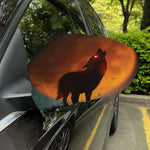 Red Moon Howling Wolf Print Car Side Mirror Covers