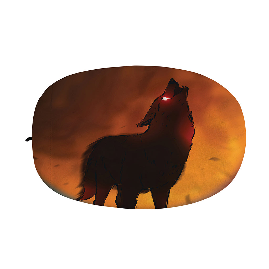 Red Moon Howling Wolf Print Car Side Mirror Covers