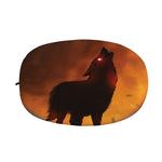 Red Moon Howling Wolf Print Car Side Mirror Covers