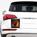 Red Moon Howling Wolf Print Car Sticker