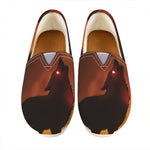 Red Moon Howling Wolf Print Casual Shoes