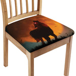 Red Moon Howling Wolf Print Chair Cushion Cover