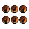 Red Moon Howling Wolf Print Coaster Set