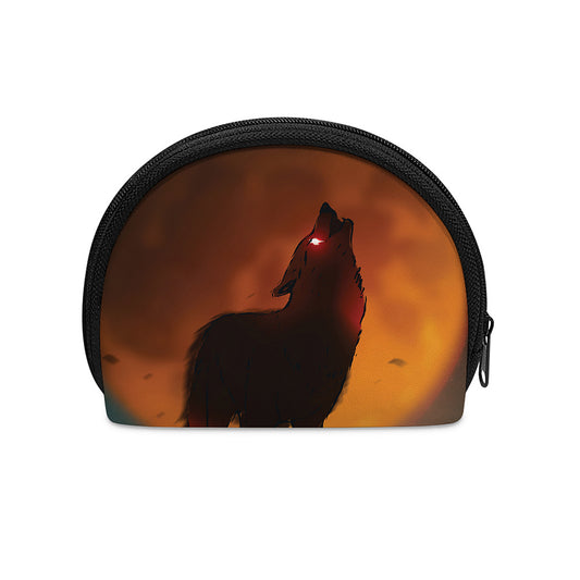 Red Moon Howling Wolf Print Coin Purse
