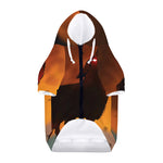 Red Moon Howling Wolf Print Dog Zip Up Hoodie