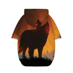 Red Moon Howling Wolf Print Dog Zip Up Hoodie