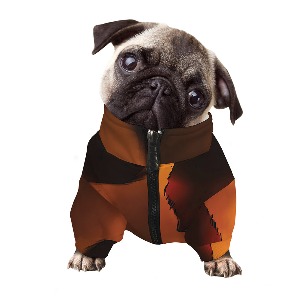 Red Moon Howling Wolf Print Dog Zip Up Jacket