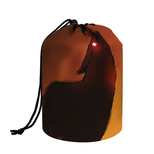 Red Moon Howling Wolf Print Drawstring Makeup Bag