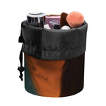 Red Moon Howling Wolf Print Drawstring Makeup Bag