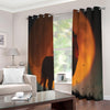 Red Moon Howling Wolf Print Extra Wide Grommet Curtains