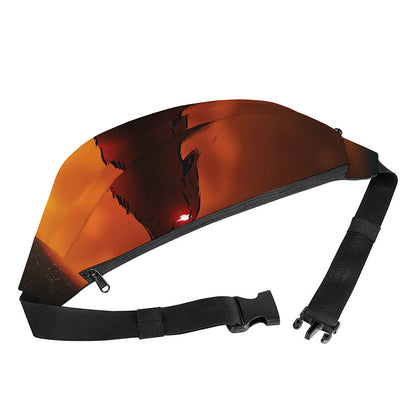Red Moon Howling Wolf Print Fanny Pack