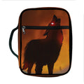 Red Moon Howling Wolf Print Front Pocket Bible Bag