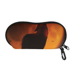 Red Moon Howling Wolf Print Glasses Case