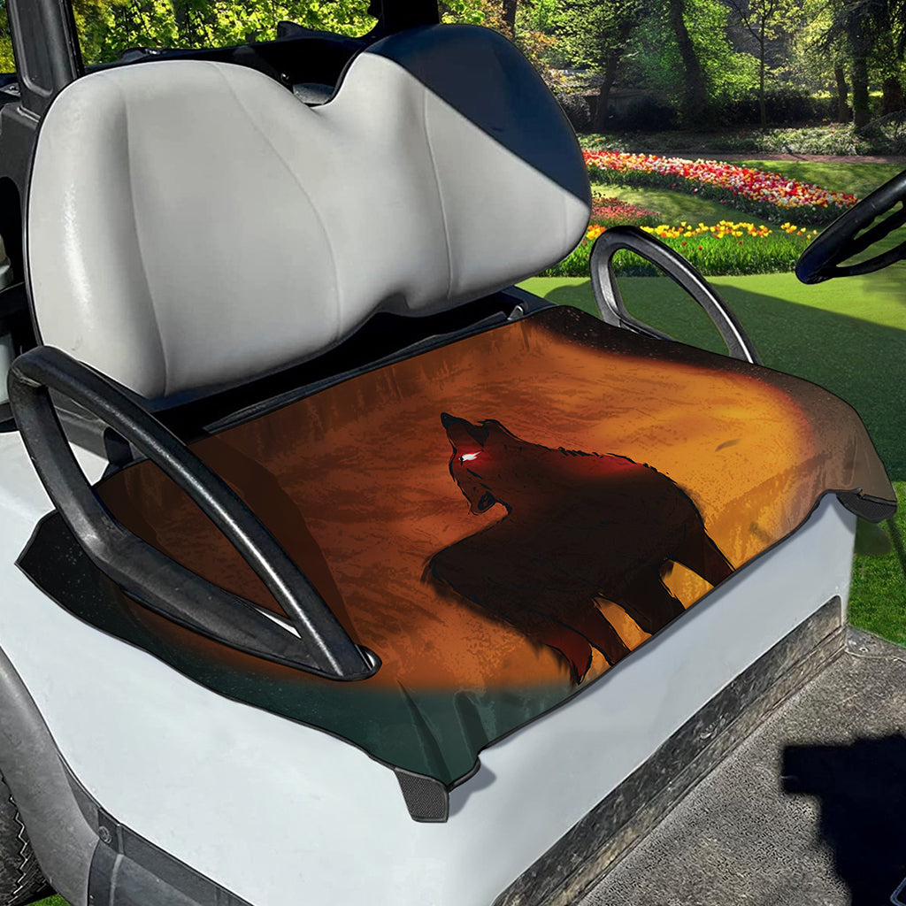 Red Moon Howling Wolf Print Golf Cart Seat Cover