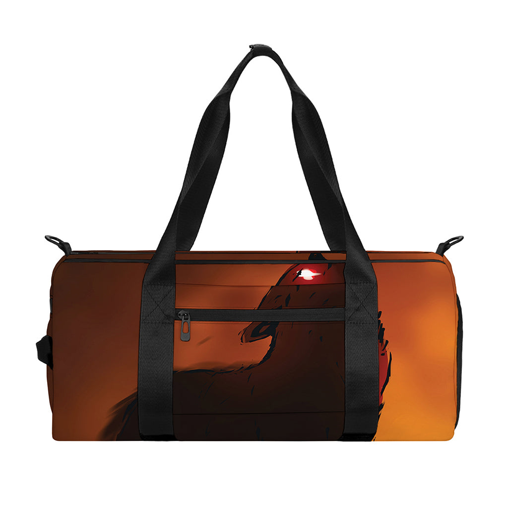 Red Moon Howling Wolf Print Gym Bag