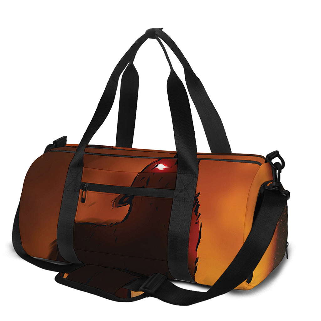 Red Moon Howling Wolf Print Gym Bag